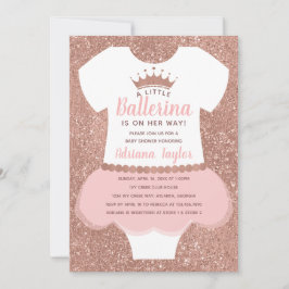 Ballerina Baby Shower-inbjudan, Ro Guld Inbjudningar