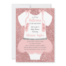 Ballerina Baby Shower-inbjudan, Rosa