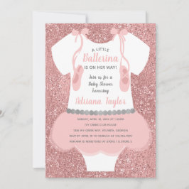 Ballerina Baby Shower-inbjudan, Rosa Inbjudningar