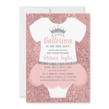 Ballerina Baby Shower-inbjudan, Rosa