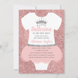 Ballerina Baby Shower-inbjudan, Rosa Inbjudningar
