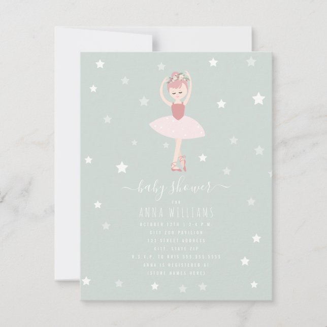 Ballerina Baby Shower Inbjudningar (Framsida)
