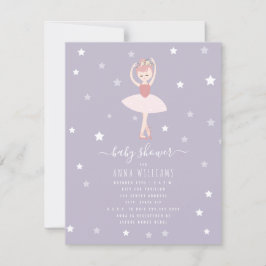 Ballerina Baby Shower Lila Flicka Inbjudningar