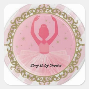 Ballerina Baby Shower Sticker Fyrkantigt Klistermärke