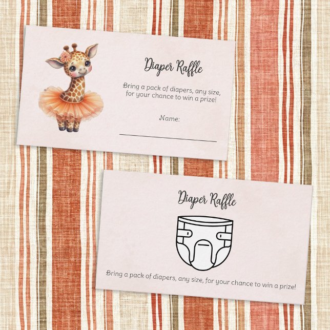 Ballerina Baby Shower Tutu Giraffe Diaper Game Tilläggskort (Skapare uppladdad)
