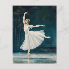 Ballerina Balett Akvarell Postkort Vykort