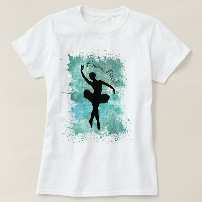 Ballerina balettdansare silhuett i blått t shirt (Design framsida)