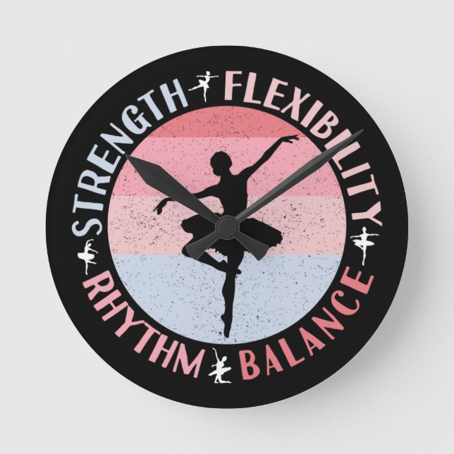 Ballerina balettdansare - Tankeformer Värderingar Rund Klocka (Framsida)