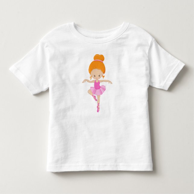 Ballerina, Balettflicka, Balett Dans, Orange Hår T Shirt (Framsida)