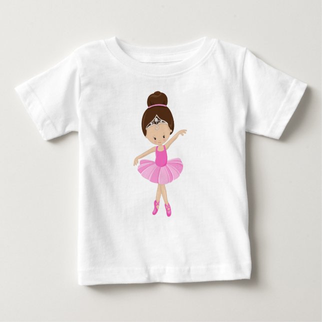 Ballerina, Balettflicka, Balettdansare, Brunt Hår T Shirt (Framsida)