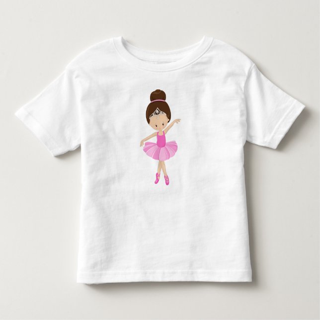 Ballerina, Balettflicka, Balettdansare, Brunt Hår T Shirt (Framsida)