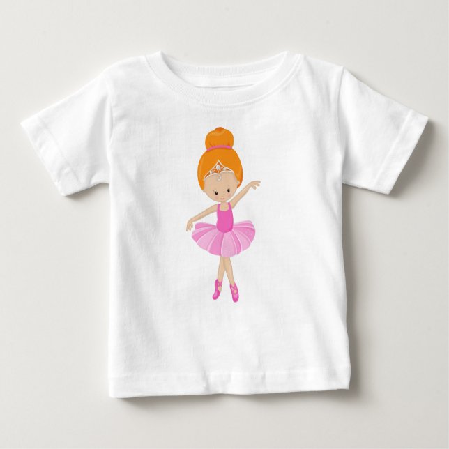 Ballerina, Balettflicka, Balettdansare, Orange Hår T Shirt (Framsida)