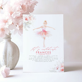 Ballerina Ballet Blommigt Rosa Födelsedagsfest Inbjudningar