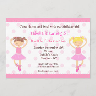 Ballerina Ballet Dance BIrthday-inbjudningar Inbjudningar