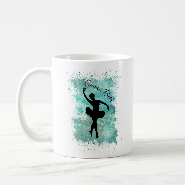 Ballerina Ballet Dancer Silhouette i Blue Kaffemugg (Vänster)