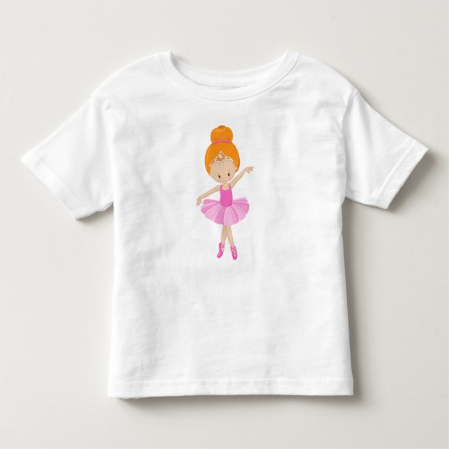 Ballerina, Ballet Girl, Ballet Dancer, Orange Hair T Shirt (Framsida)