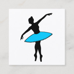 Ballerina Ballet Pointe Blue Tutu Dance Teacher Fyrkantigt Visitkort