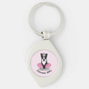 Ballerina Ballet Princess Terrier (svart) Swirl Silverfärgad Nyckelring