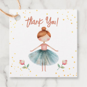 Ballerina Ballet Red Hair Girl Birthday Gåvor Etiketter