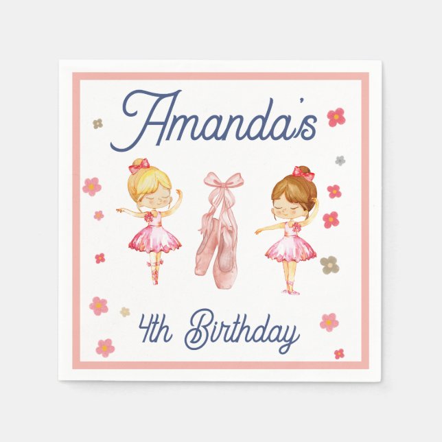Ballerina Ballet Rosa Mönster Pappersservett (Framsidan)
