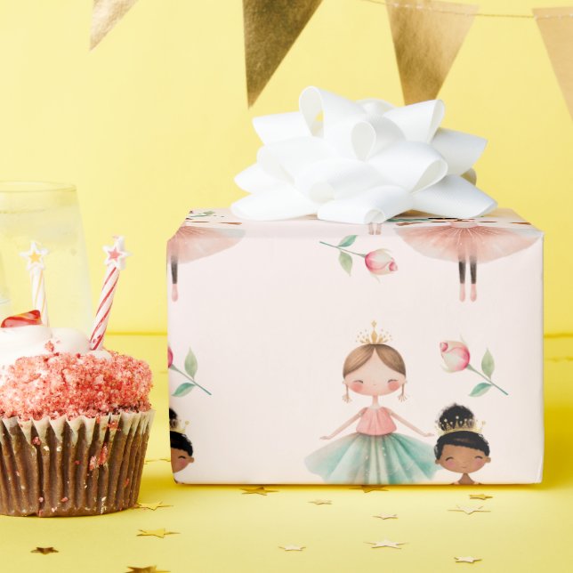 Ballerina Ballet Rosa Mönster Presentpapper (Födelsedagsfest)