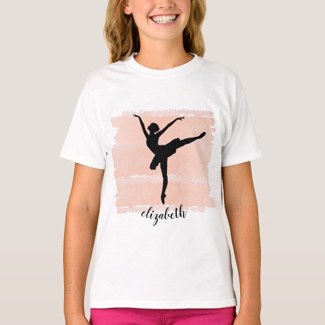 Ballerina Ballet Silhouette T Shirt (Framsida)