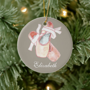 Ballerina Ballet Tofflor Art Namn mall Julgransprydnad Keramik