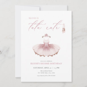 Ballerina Ballet Tutu Cute 2:a födelsedagsinbjudan Inbjudningar