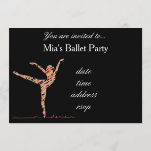 Ballerina balletflicka party inbjudningar