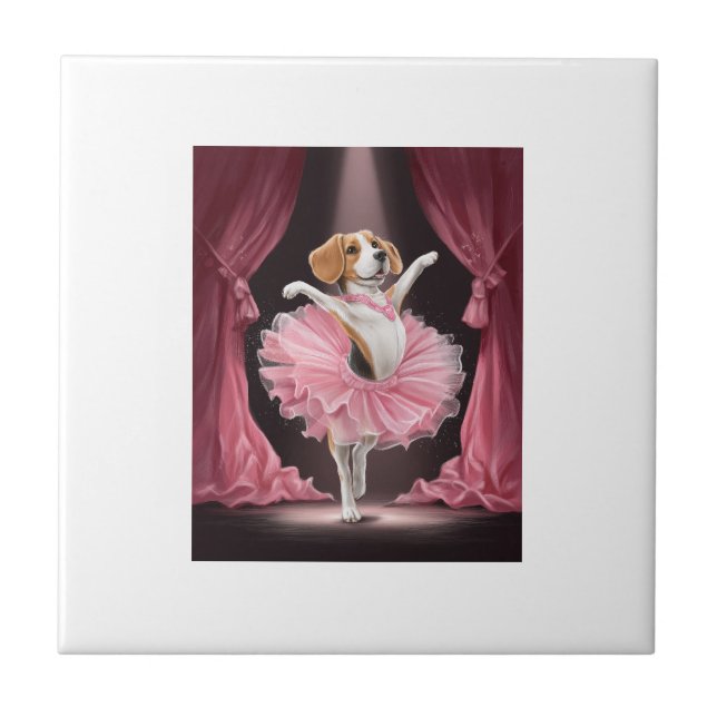 Ballerina Beagle - Rolig hunddans Kakelplatta (Framsidan)