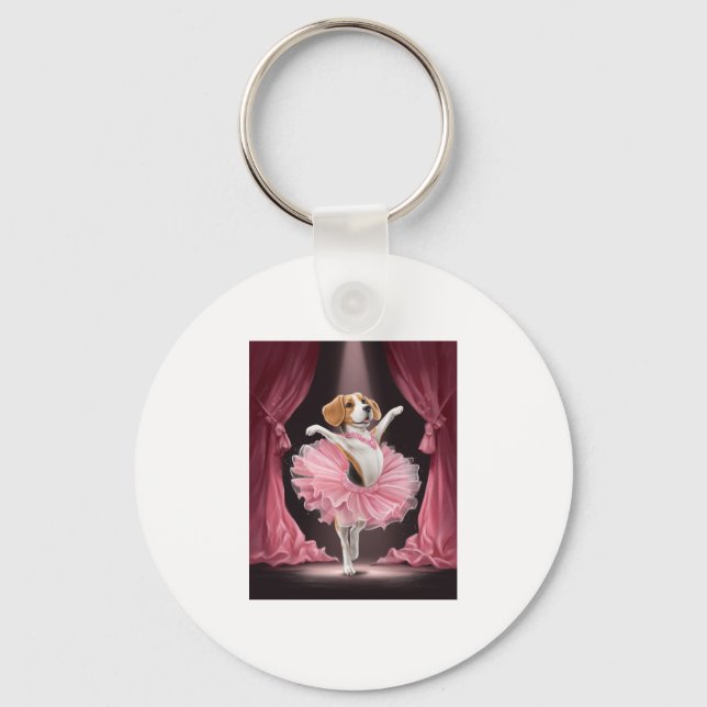 Ballerina Beagle � Rolig hunddans Nyckelring (Framsida)