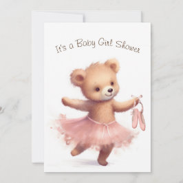 Ballerina Bear Flicka Shower Inbjudningar