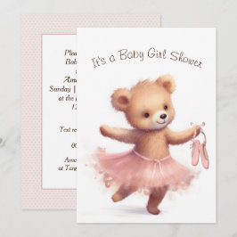 Ballerina Bear Flicka Shower Inbjudningar