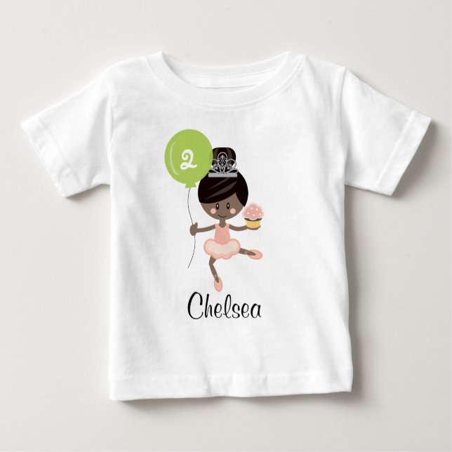 Ballerina Birthday Baby T-shirt African American (Framsida)