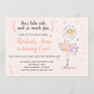 Ballerina Birthday bjudande Tutu Cute Inbjudningar