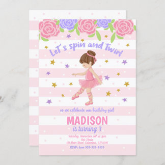 Ballerina Birthday bjudande - Tutu-inbjudan Inbjudningar