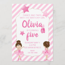 Ballerina Birthday Call med rosa rand Inbjudningar