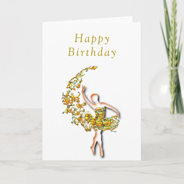 Ballerina Birthday Card Ballet Dancer Woman Kort (Framsida)