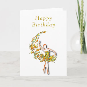 Ballerina Birthday Card Ballet Dancer Woman Kort