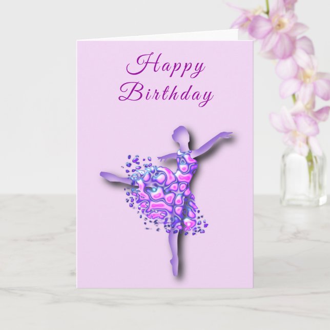 Ballerina Birthday Card Lila Ballet Dancer Woman Kort (Orkide)