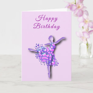 Ballerina Birthday Card Lila Ballet Dancer Woman Kort