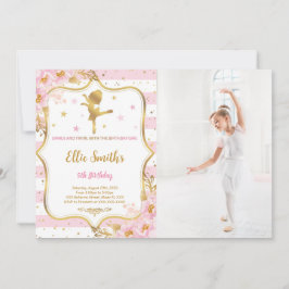 Ballerina Birthday Fotoinbjudan Inbjudningar