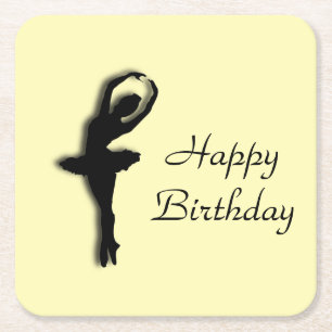 Ballerina Birthday Gult Underlägg Papper Kvadrat