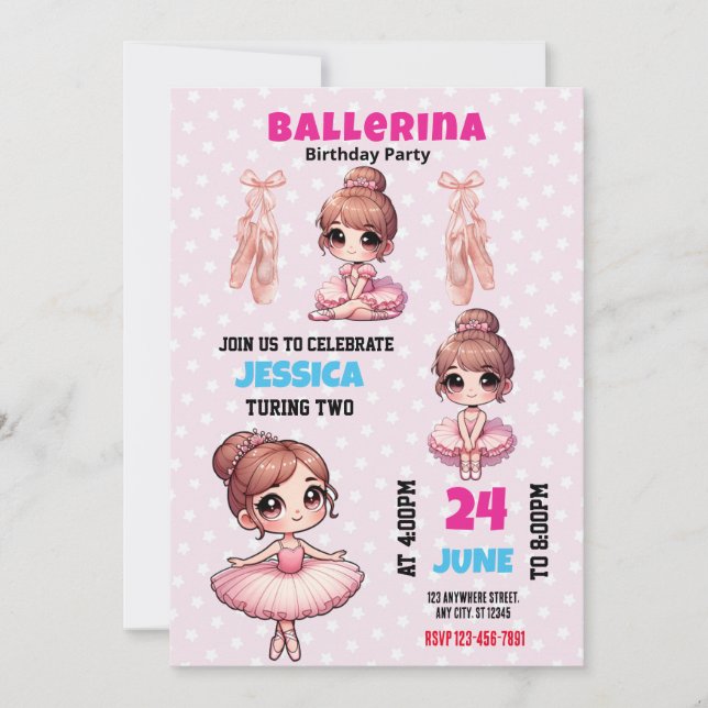 Ballerina Birthday-inbjudan Inbjudningar (Framsida)