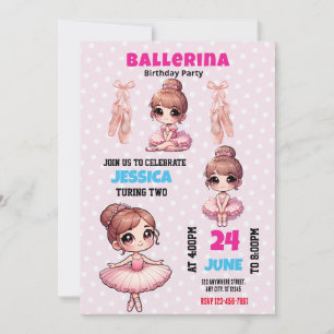 Ballerina Birthday-inbjudan Inbjudningar