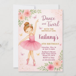 Ballerina Birthday-inbjudan Inbjudningar