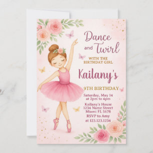 Ballerina Birthday-inbjudan Inbjudningar