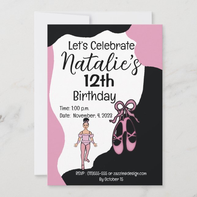 Ballerina Birthday-inbjudan nr 2 Inbjudningar (Framsida)