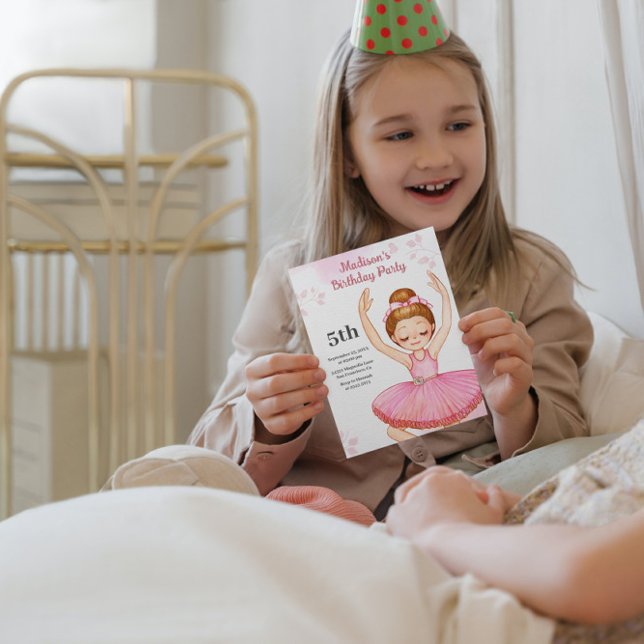 Ballerina Birthday-inbjudan till vattenfärg Inbjudningar (Skapare uppladdad)