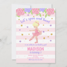 Ballerina Birthday-inbjudan / Tutu-inbjudan